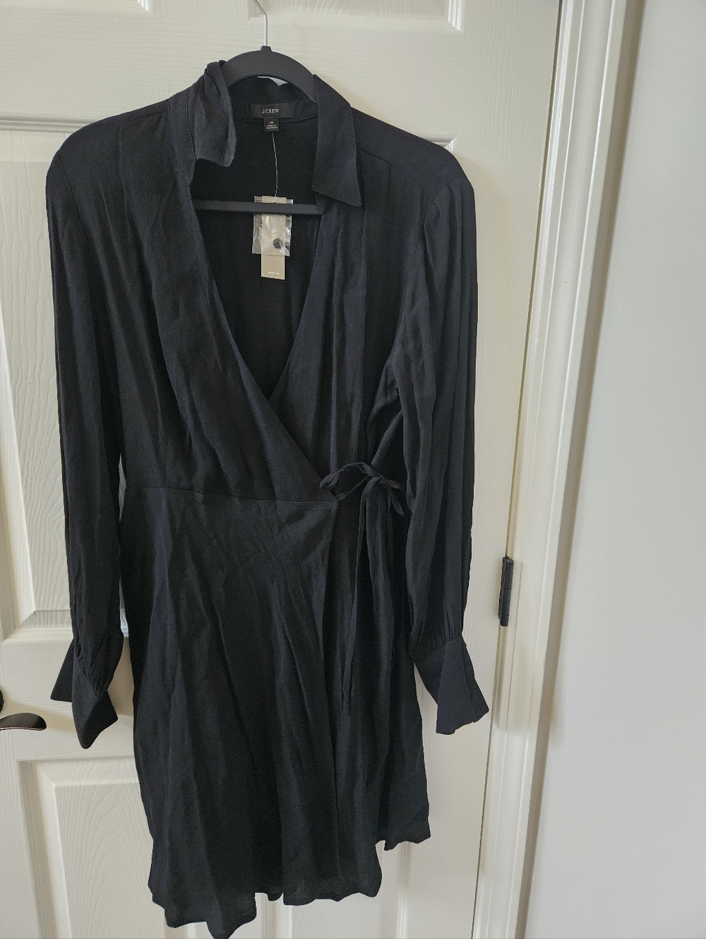 NWT J.Crew Re-Imagined Drapey Wrap Dress in Black - 12